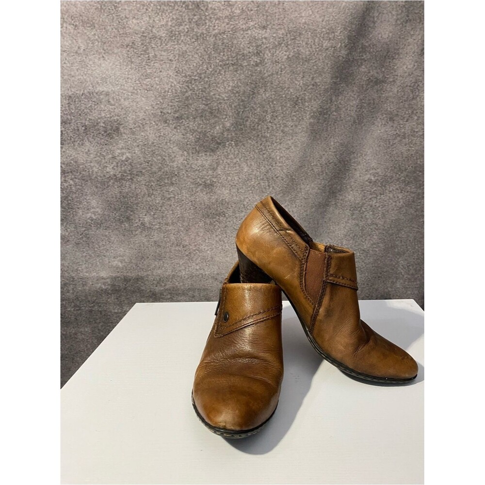 Born Tanya Womens Brown Leather Zip Ankle Booties Boots W62426 Size 7 / 38